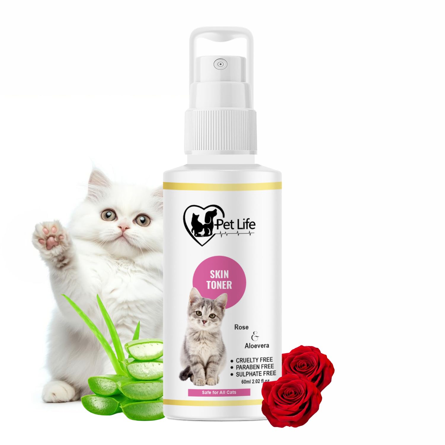 Pet Life Skin Toner Spray For Cat, Kitten, Persian Cat | Help In Skin Allergy, Redness, Itchiness, Fungal Infection, Restores Skin Health & Moisture | Anti Itching Spray For All Cat Type -60ml-image-30