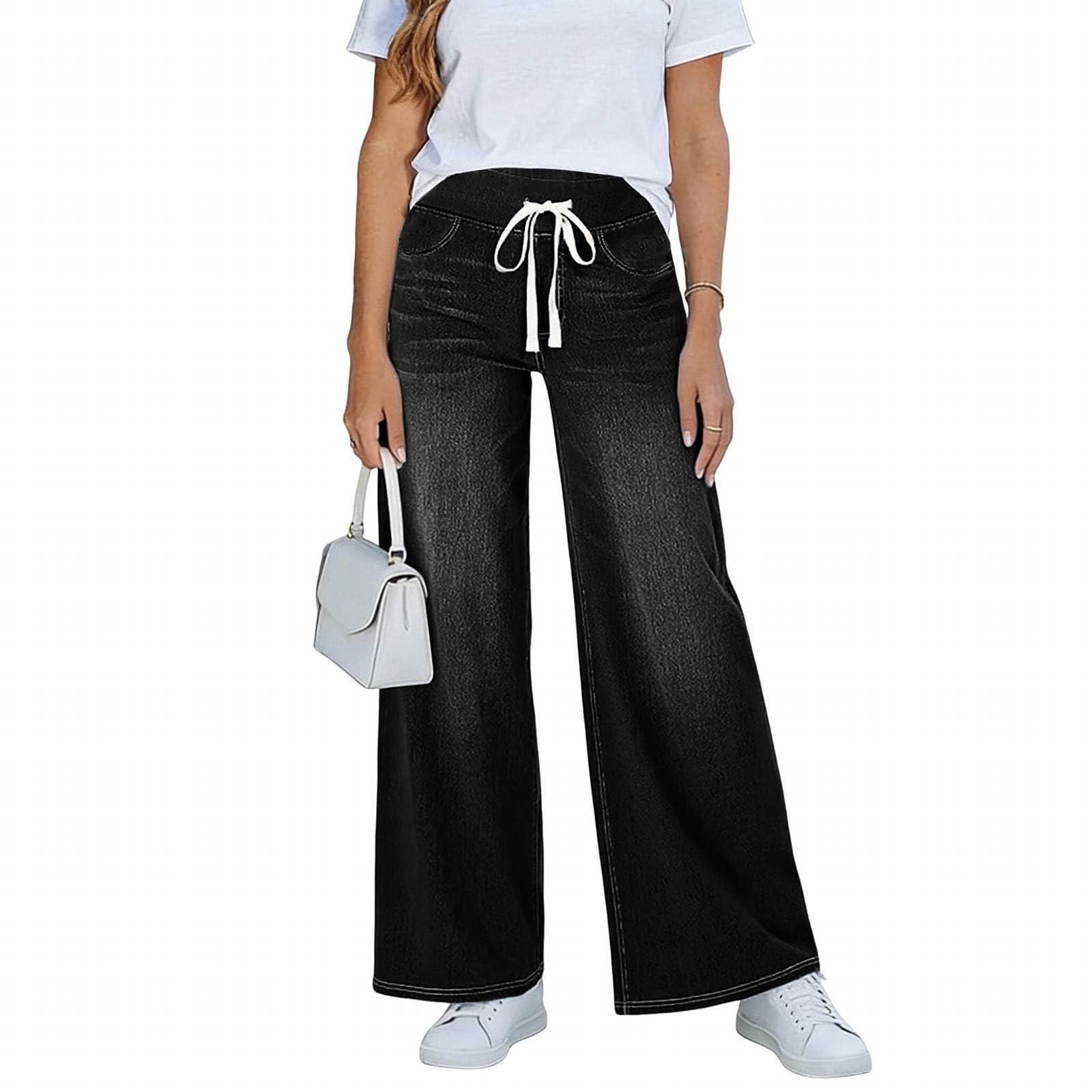 Jeans Larghi Donna Vita Alta Jeans Elasticizzati Casual Gamba Larga Pantaloni Vita Alta Leggeri Curvy Palazzo Pantaloni Denim Baggy Larghi Wide Leg Y2k Pantalone Eleganti Comodi Basic