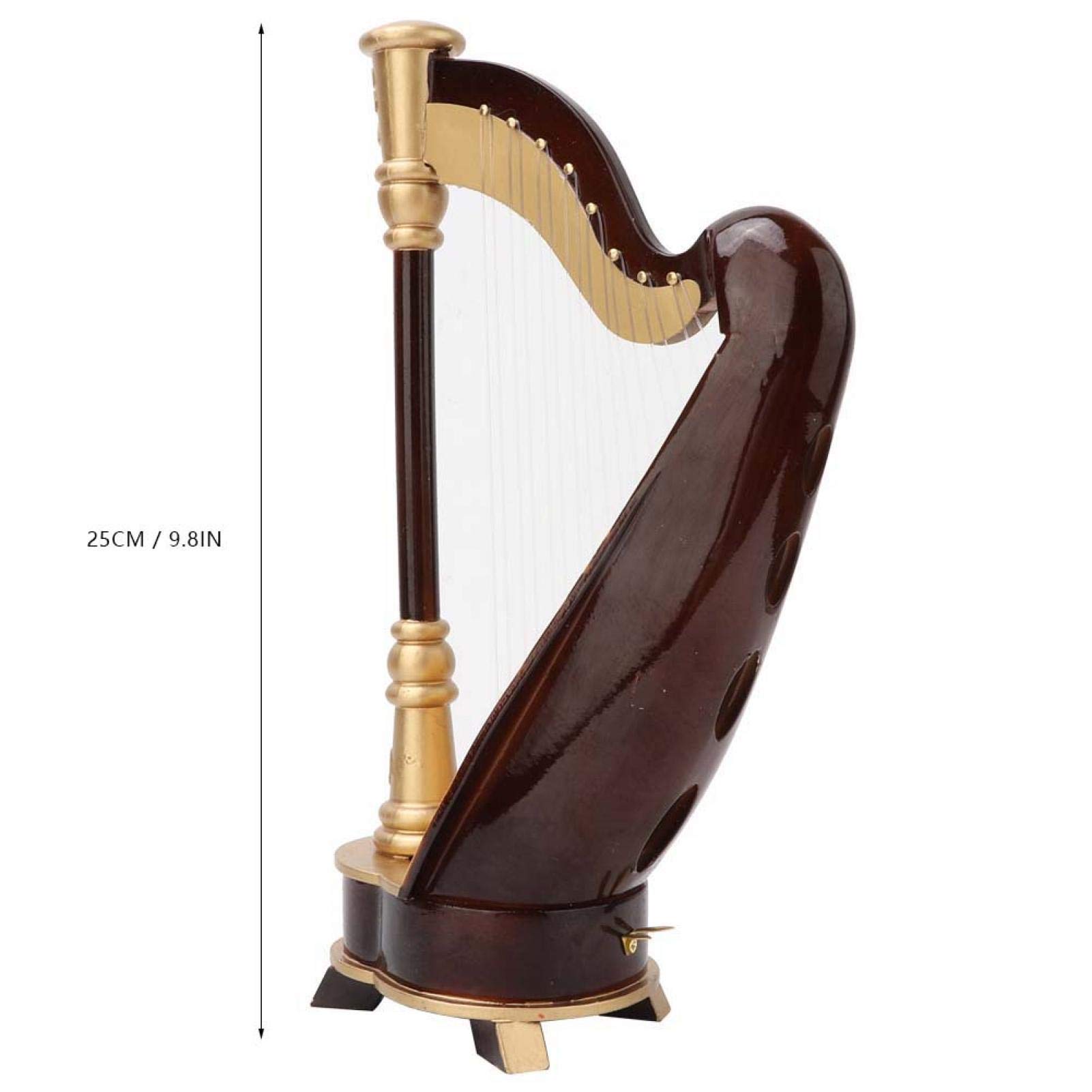 Harpe miniature en bois 25 cm avec boîte de rangement instrument de musique décoration maison