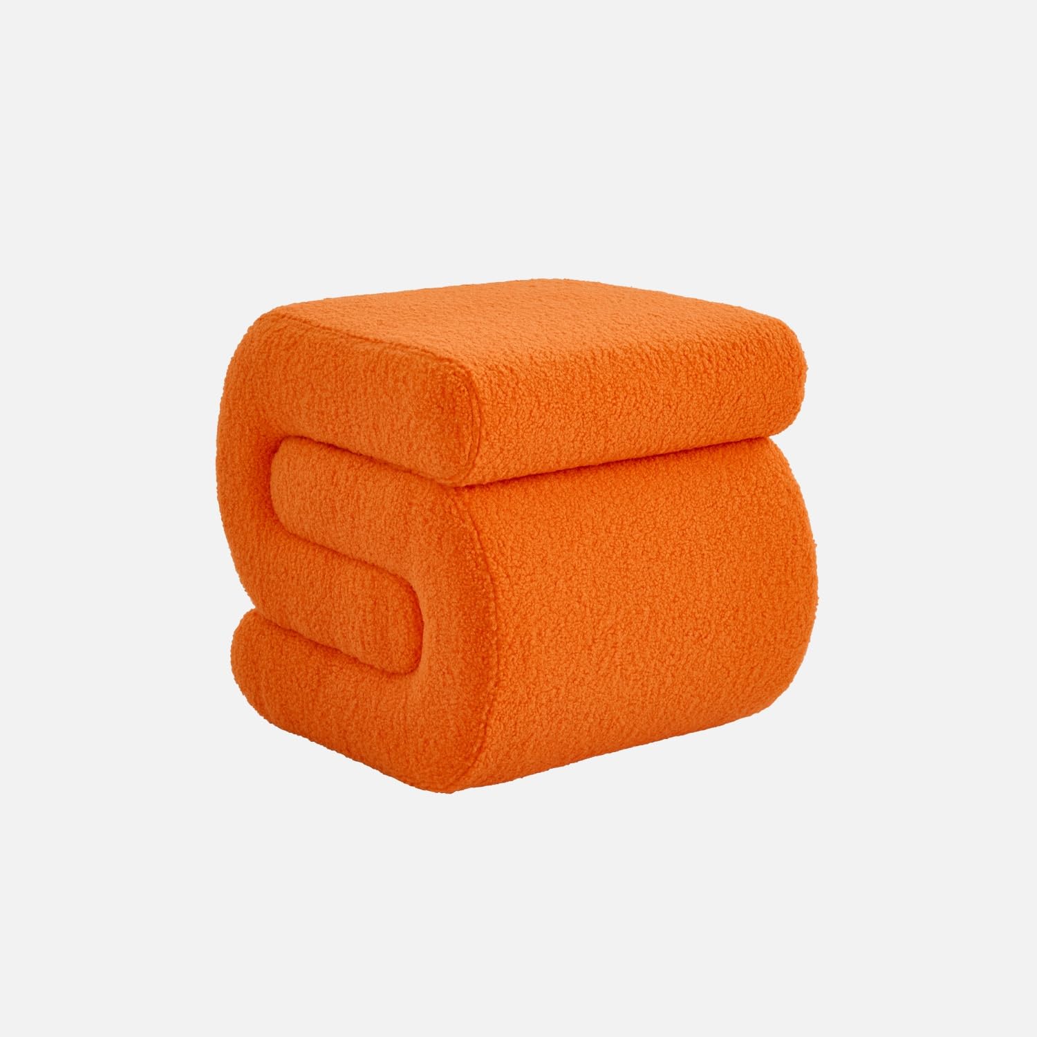 sweeek Pouf in Bouclé Arancione - 43x47x45 cm