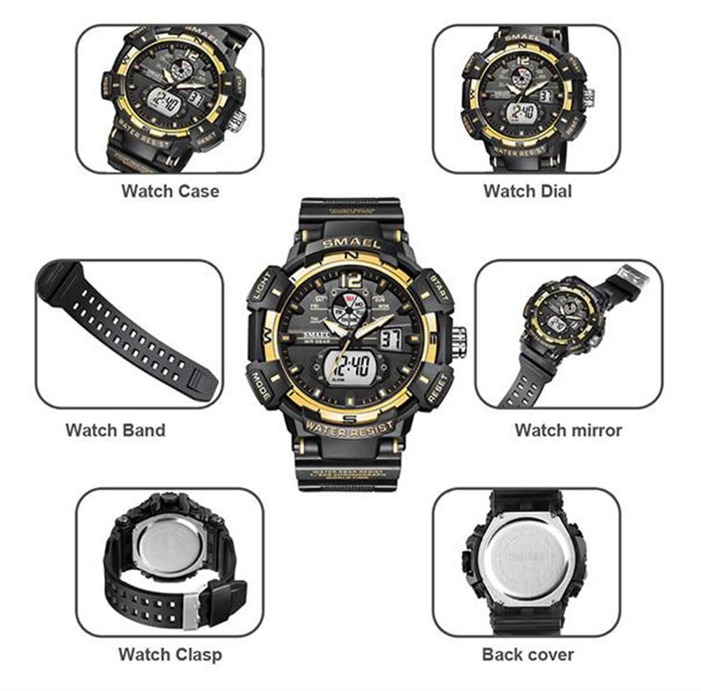 Montre Homme Montre Digital Sport Homme M ilitaire étanche,Grand écran Analogique Digital Montre avec Alarme,LED,Montres Bracelets Multifonctions