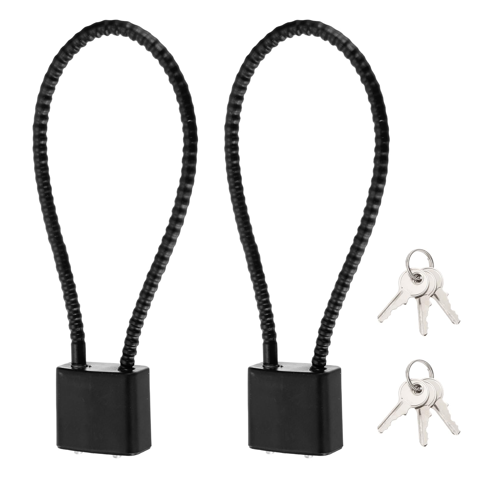 PATIKIL Cable Locks with Key Different, (28cm / 11 Inch, Black)(2Pcs), Heavy Duty Viny-Coated Steel Security Wire Cable Lock for Bike/Helmet/Gate/Cabinet/Fence/Luggage/Tool Box