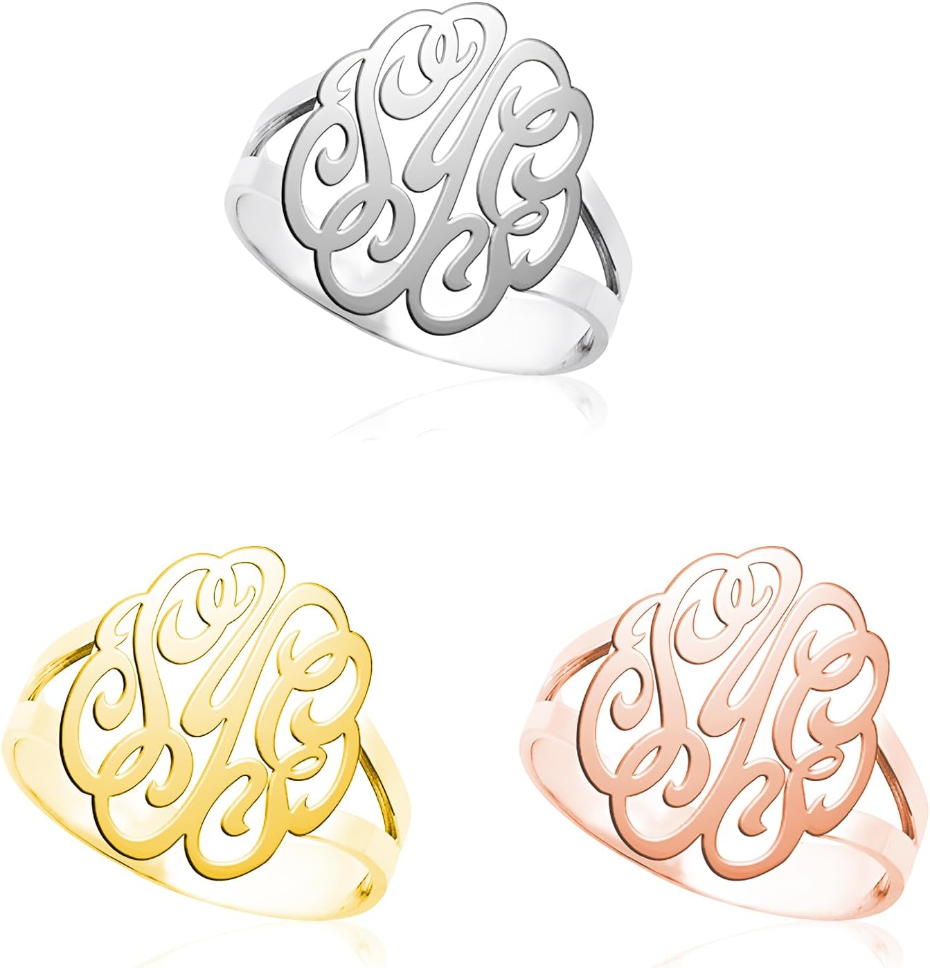 Custom Monogram Ring Personalized Initial Ring Women Men Christmas Valentine Birthday Gift - Gold Silver Rose Gold