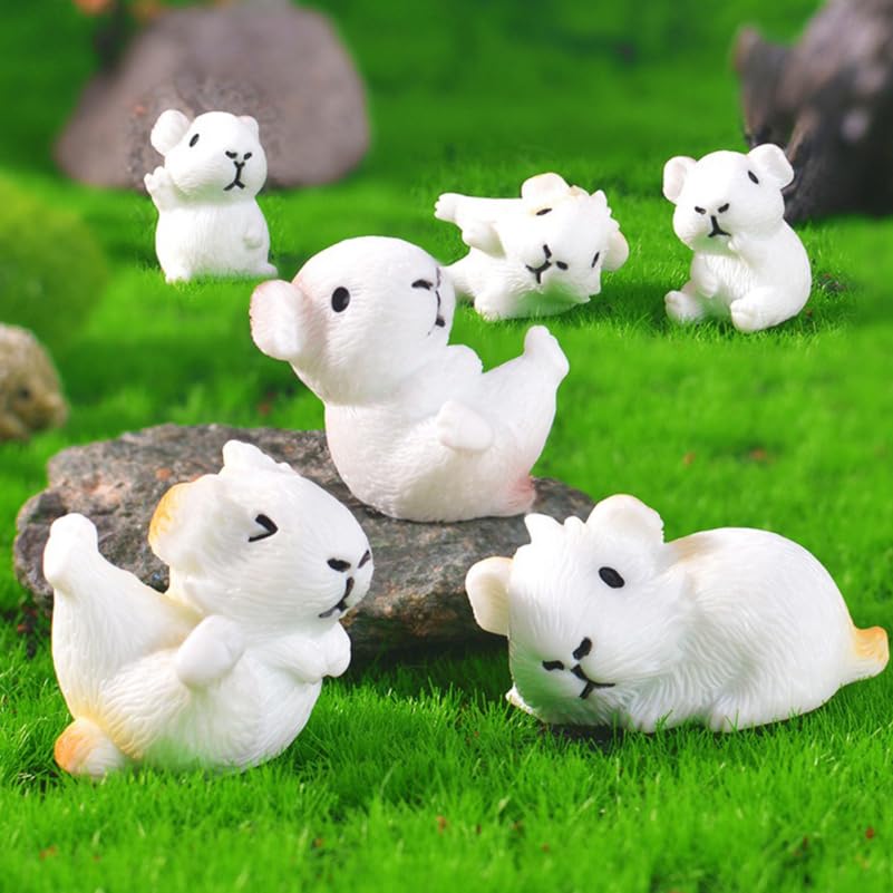 Image of balacoo 6Pcs Miniature Guinea Pig Resin Figurines Tiny Animal Model for Micro Landscape or Flowerpot Landscaping Garden Animal Statues Toy House Decoration Patio Lawn & Garden Decor