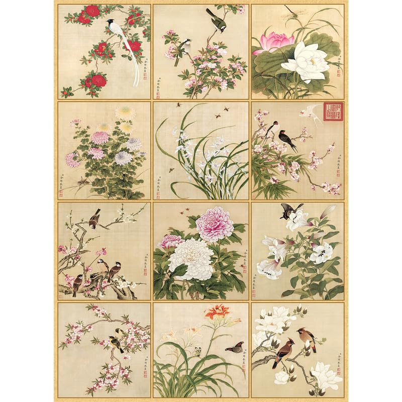 Bristlegrass Wooden Jigsaw Puzzles for Adults 1000 Pieces Chinese Landscape Flowers and Birds 12 Collection Gifts Art Collectibles Decorative Painting Puzzles (1000 pcs) — image 1