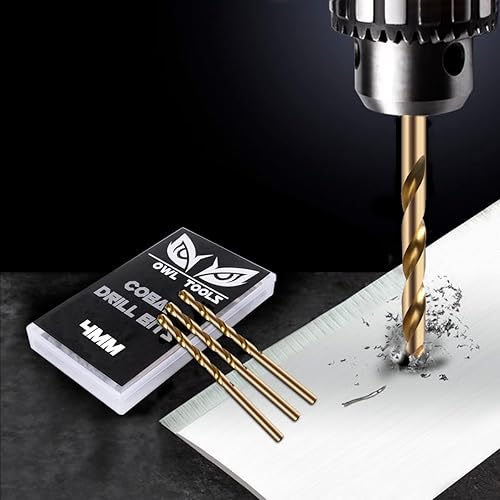Miniatura 5 de Owl Tools Brocas de cobalto de 0.157 in, paquete de 13 brocas de cobalto M35 con estuche de almacenamiento, brocas métricas perfectas para metal,
