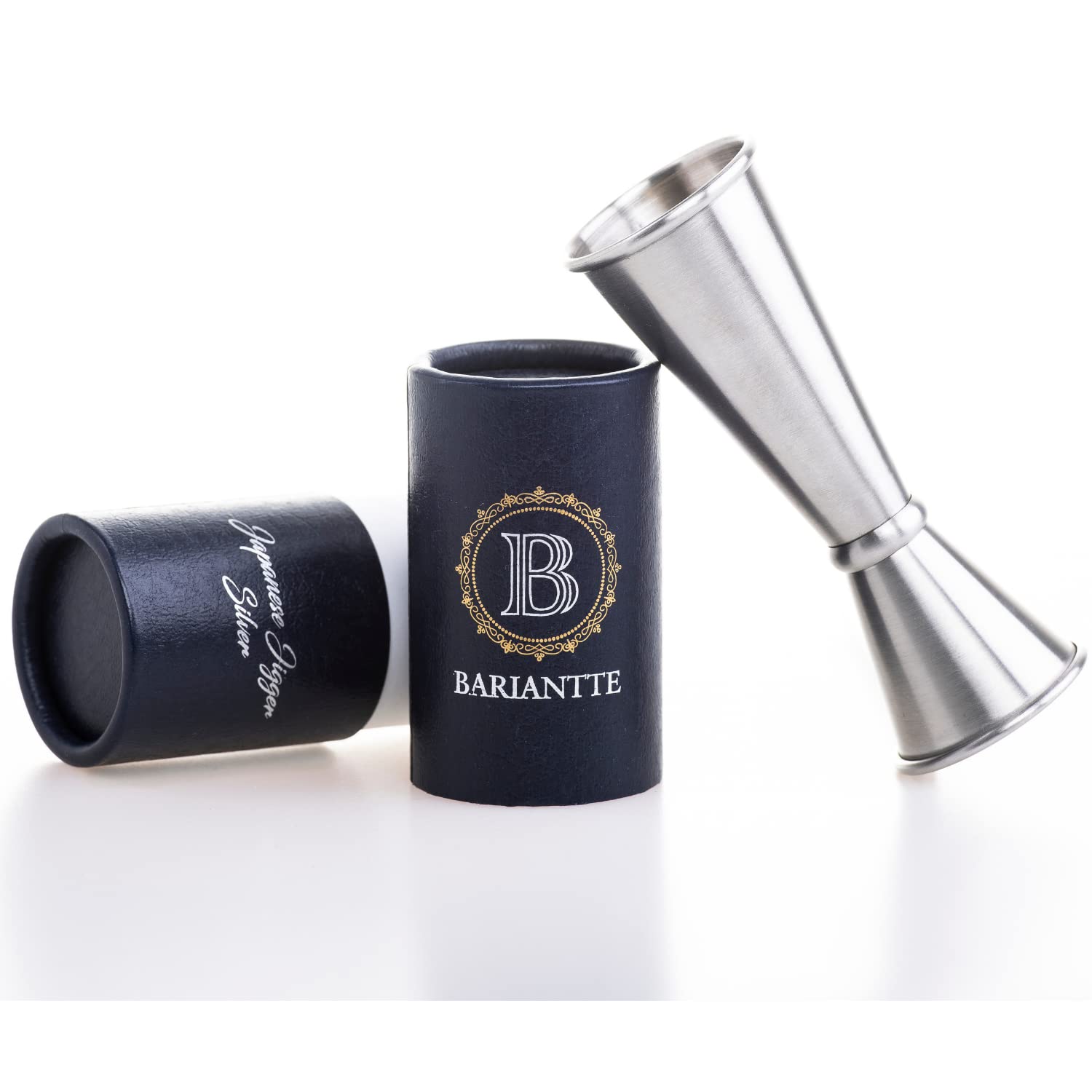 BARIANTTE Cocktail-Messbecher für Barkeeper, japanisches Messglas, 57 ml, 28 ml, silberfarben