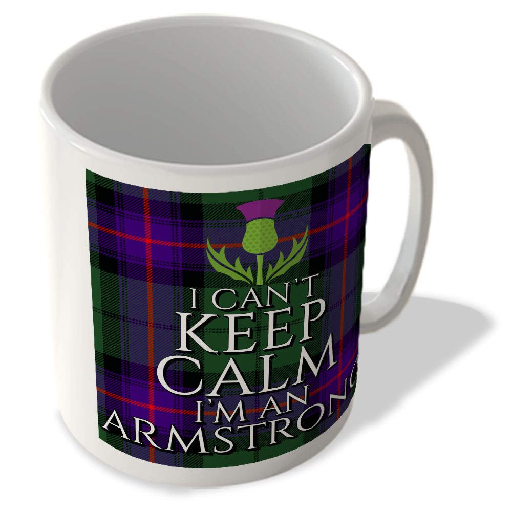 Mcmug White - I Can't Keep Calm I'm An Armstrong - Armstrong Tartan - (Thistle) - Scottish Mug, Ceramic, 11Fl.oz.