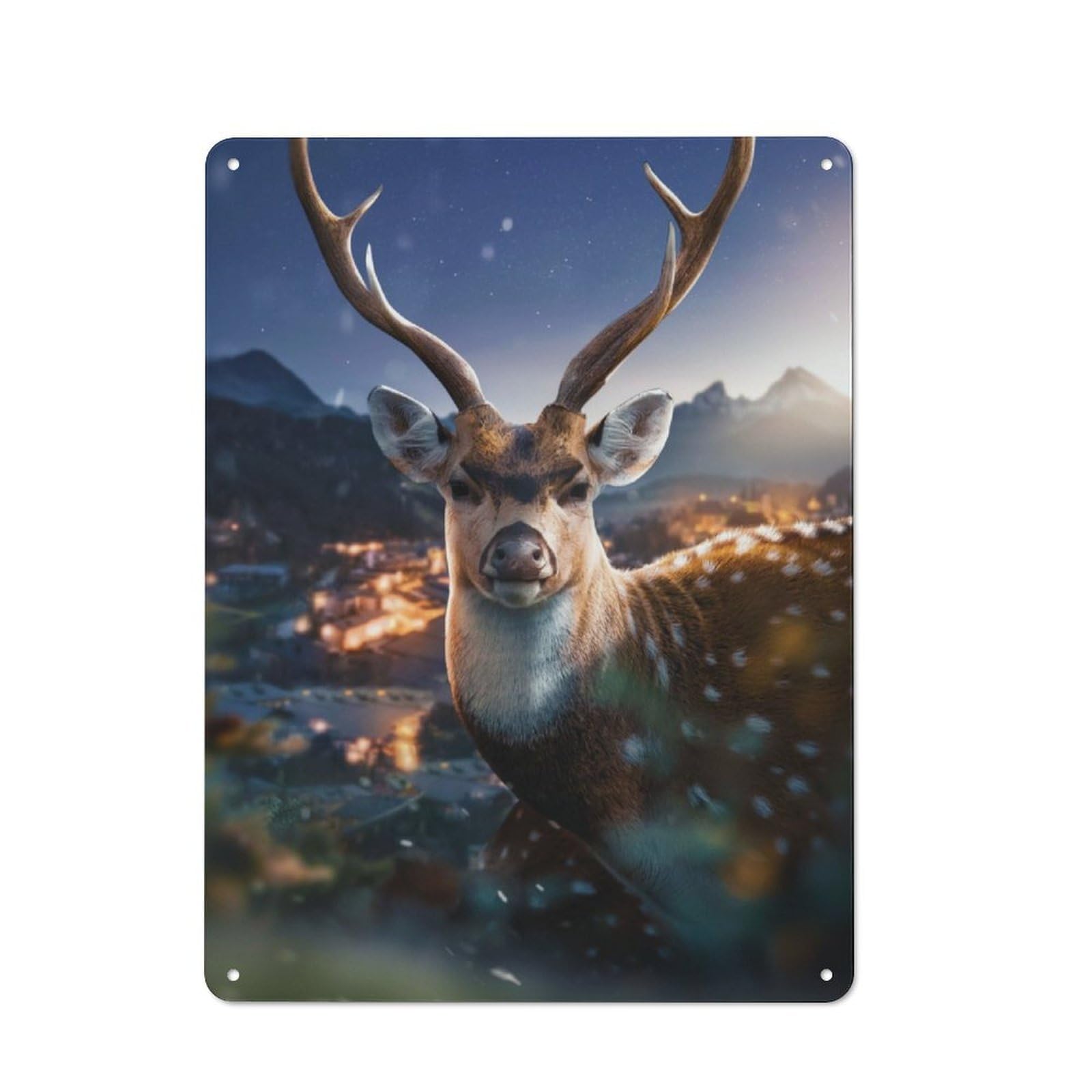 Junmoney The Beautiful Deer Metal Sign 40X30cm With For Workshop Wall, Vintage Decor, A Decorative Christmas Gift For Metal Sign Collectors