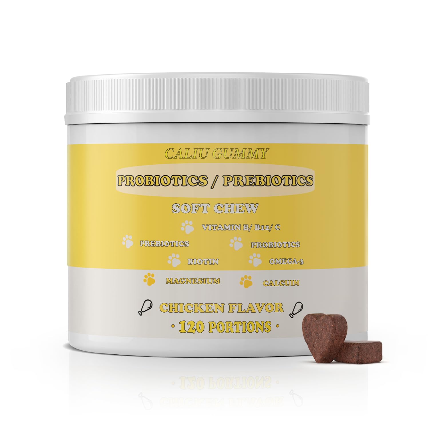 Probiotyki prebiotyki omega-3 witaminy i minerały 120 jednostek naturalny smak kurczaka