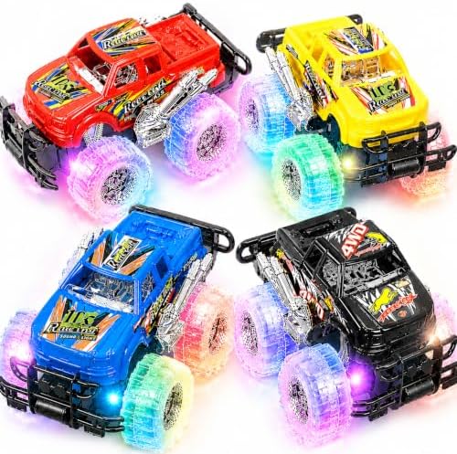 ArtCreativity Kid Light Up Monster Truck Set For Boys And Girls - Set Includes 2, Blue