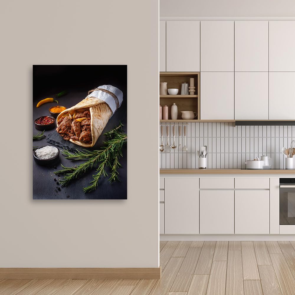 Feeby Cuadros Decoracion Salon Modernos - Lienzos Decorativos - Comida Kebab Restaurante Bar - 80x120 cm - Decoracion Pared