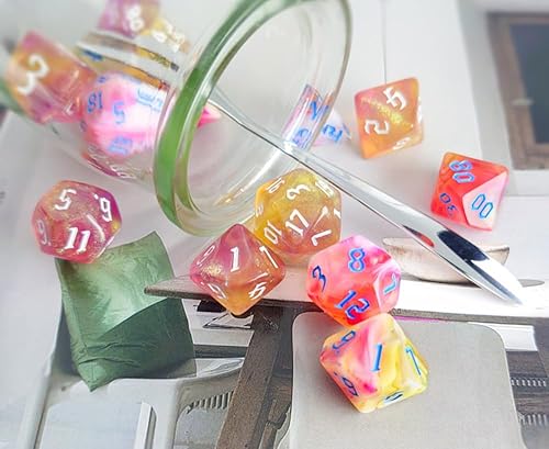 Vista 72 de DND - Juego de 7 dados poliédricos pastel únicos para D&D, Calabozos y Dragones, juegos de rol, RPG, accesorios MTG - Juego de sistema D20