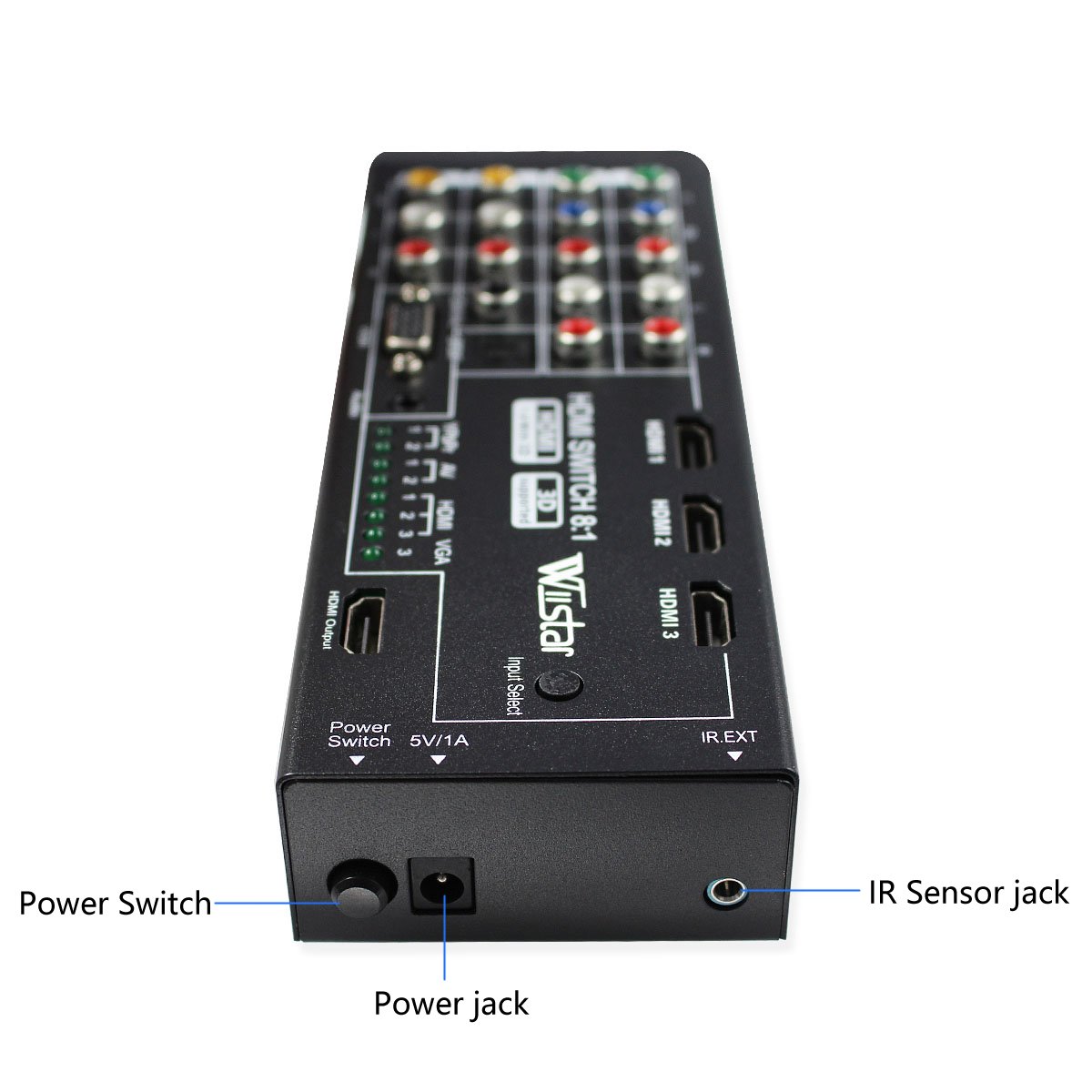 Wiistar Convertitore HDMI multifunzione Switch 8 ingressi a HDMI+COAXIAL+SPDIF Supporto uscita 3D e suono surround per HDTV 1080P