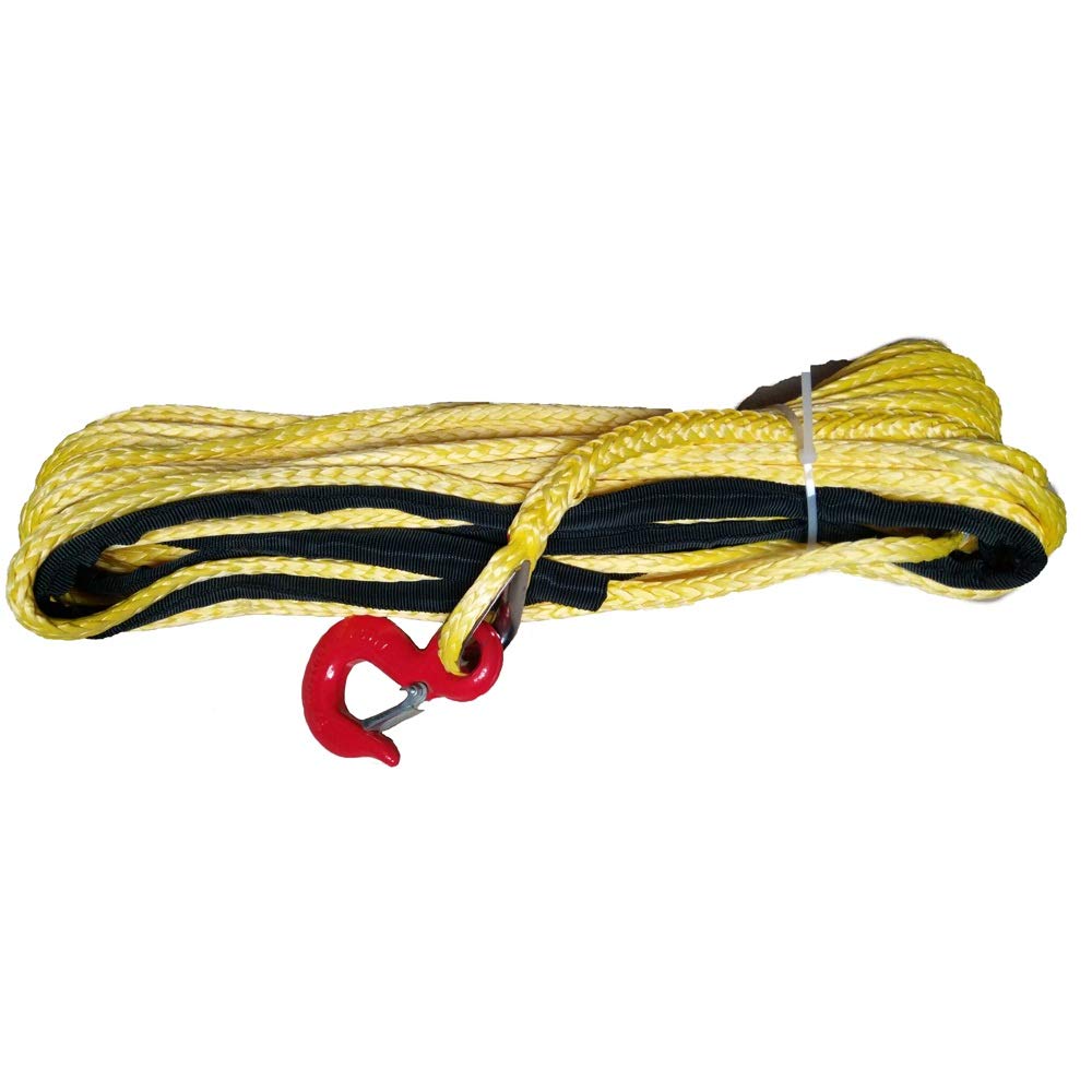 Winch Rope, 14mm X 30meters Synthetic Winch Rope with Hook for ATV 4 * 4(Giallo)