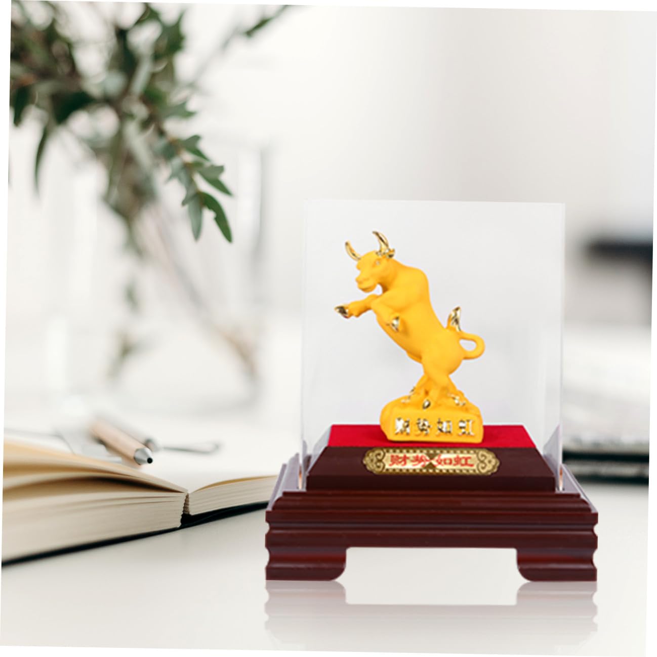 Veemoon Estatua Decorativa de Buey del Zodiaco Chino 2021 Mini 1 Pieza, Adorno de Escritorio Feng Shui para Hogar y Oficina, Figura Coleccionable Símbolo de Prosperidad y Diligencia