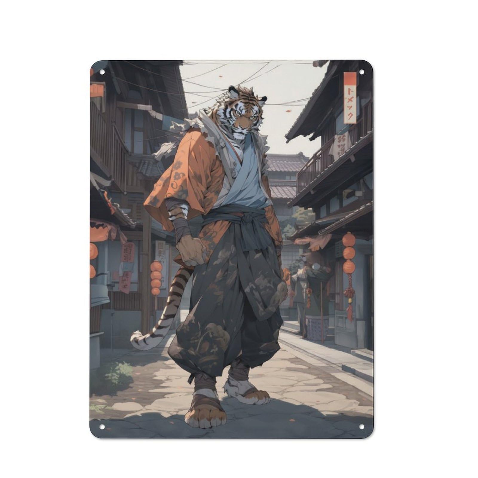Junmoney Tiger Karate Fighter Retro Metal Sign 40X30cm Featuring For Bar Or Restaurant, For Bar Decor Enthusiasts