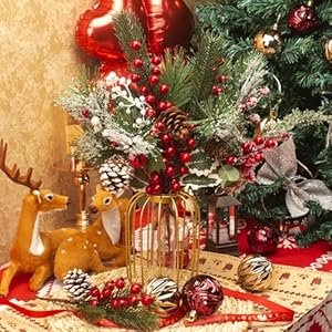 6 Kinds Artificial Christmas Tree Picks with Red Berry Pine Branches & Flower Pick - Perfect for Festive Season Decor & Wreaths to Brighten Your Holiday Spirit 6 Kinds Artificial Christmas Tree Picks with Red Berry Pine Branches Flower Pick Perfect for Festive Season Decor Wreaths to Brighten Your Holiday Spirit