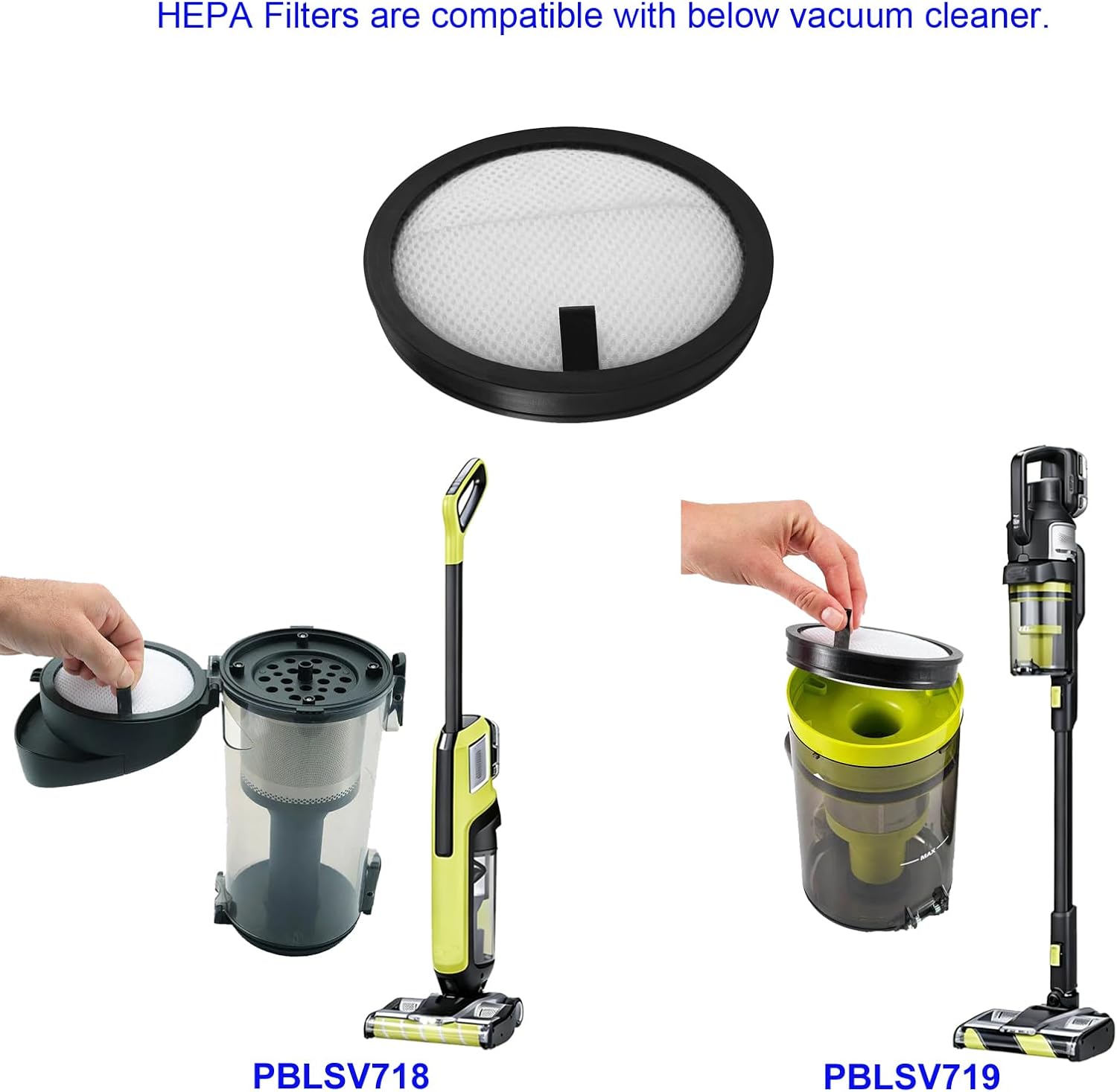 2Pack Hepa Filters Replacement Compatible with RYOBI PBLSV718 and PBLSV719, Washable Filters Works with 18V ONE+ HP Advanced Stick Vac and 18V ONE+ HP High-Capacity Stick Vac