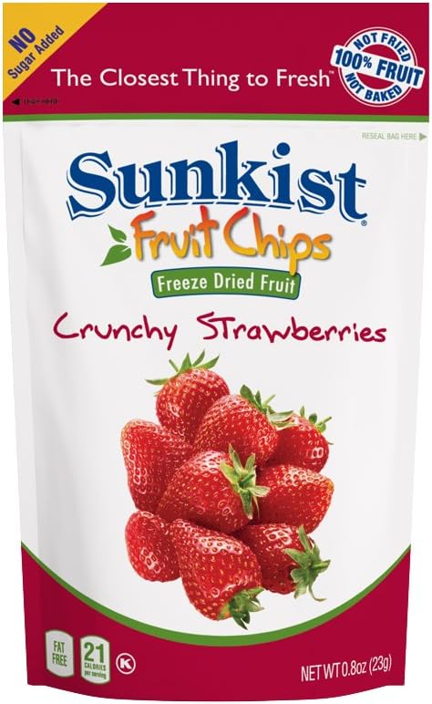 Sunkist Fruit Chips Crunchy Strawberry Fruit Snacks, 0.8 Ounce