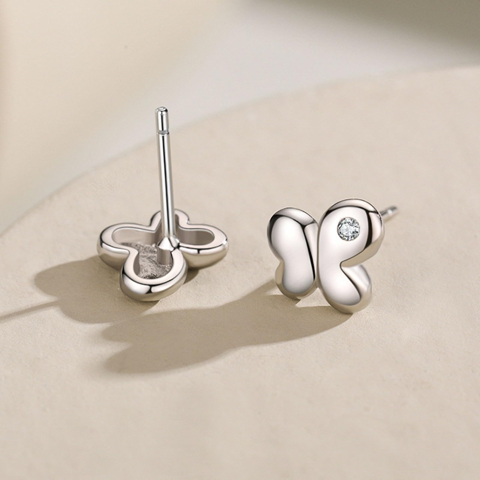 Pendientes de tuerca de oro real de 9/14/18 quilates para mujer, bonitos aretes de mariposa con moissanita para ella
