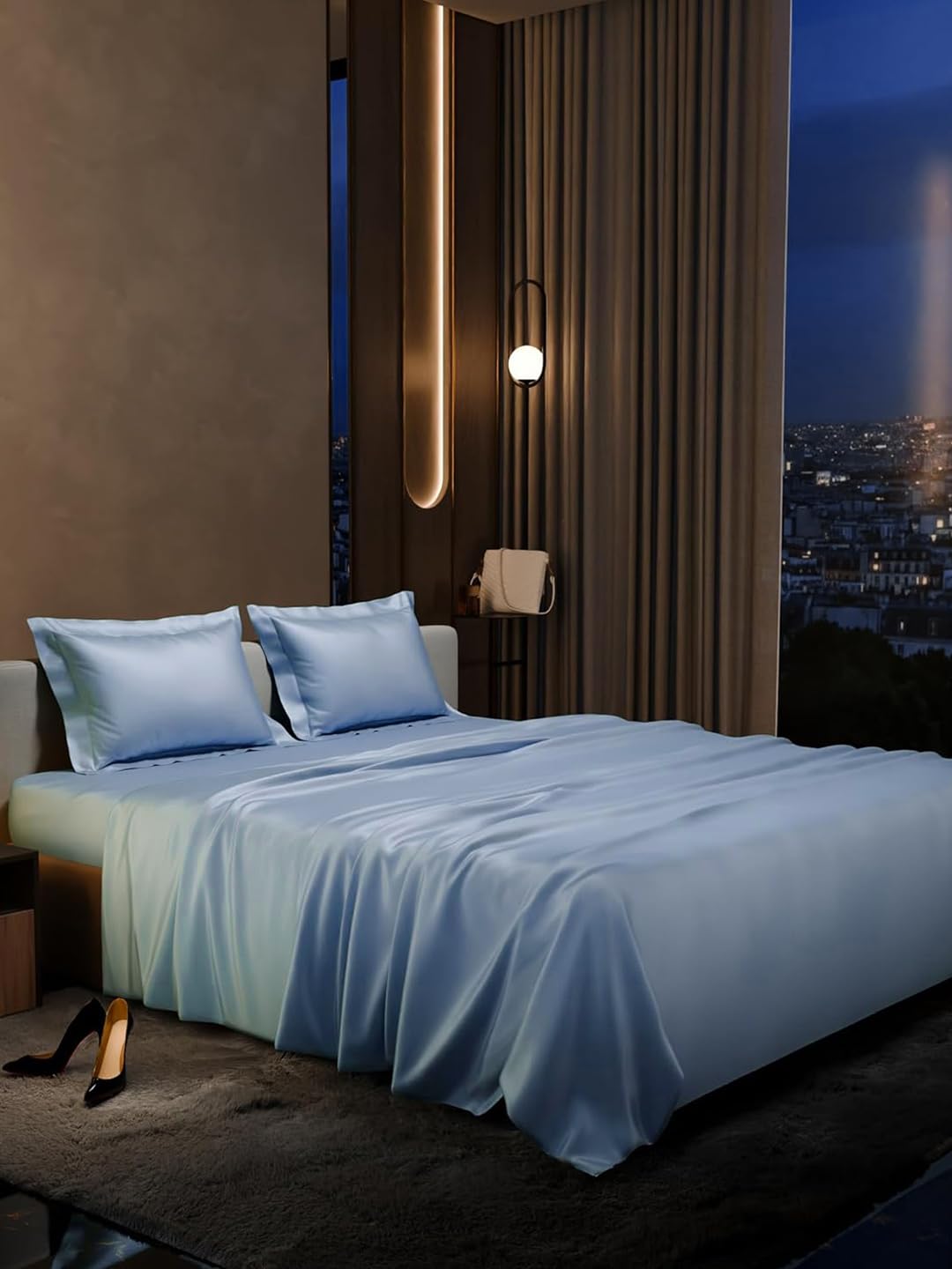 BIANCA Extra Smooth Micro Fabric -Double Bedsheet with 2 Pillow Covers [3pc] (Faux Silk) | Extra Smooth Micro Fabric | 1 Double Bedsheet with 2 Pillow Covers Solid-Steelblue-image-10