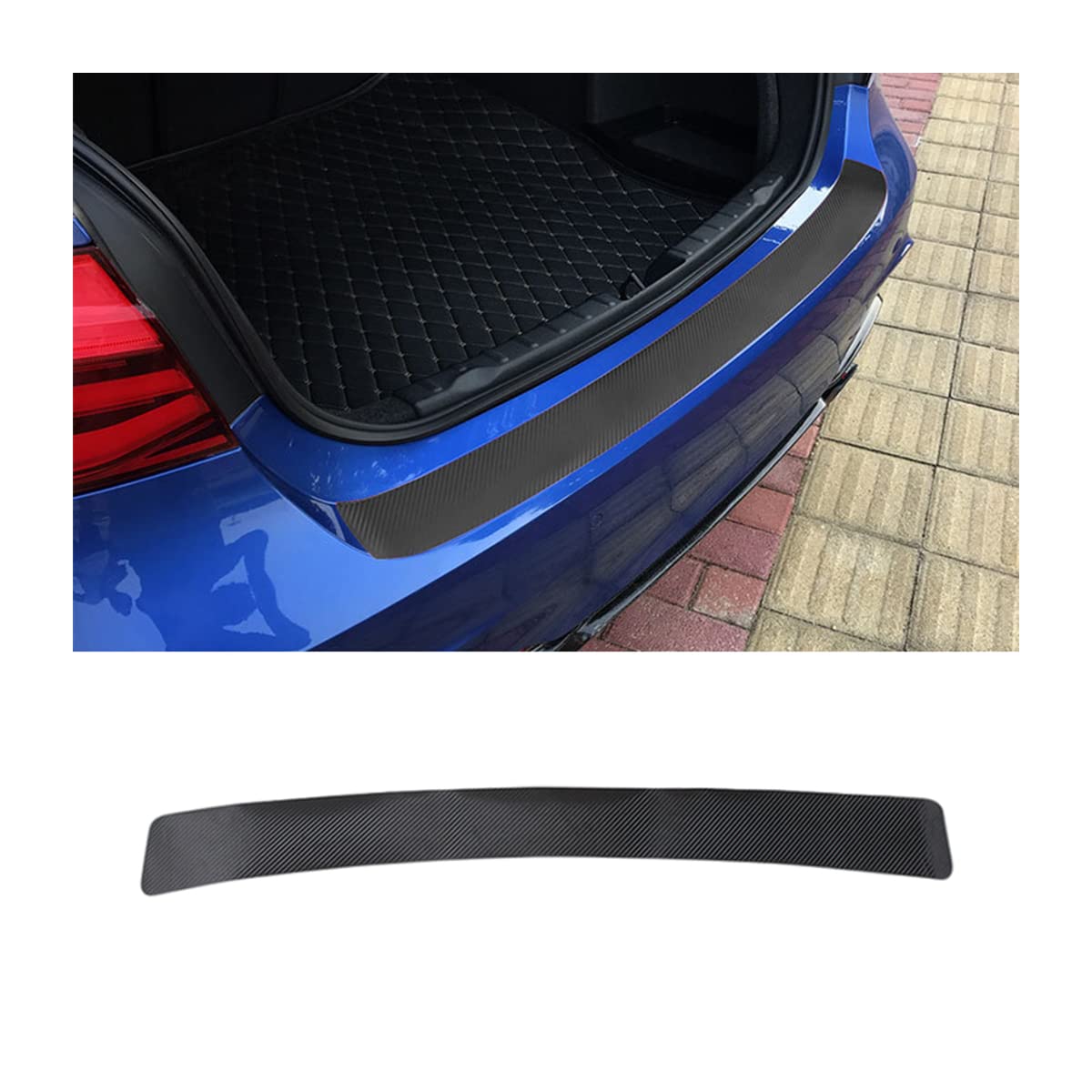 Car Rear Bumper Guard Protector, 35.4" Scratch-Resistant Trunk Door Entry Guards, PVC Carbon Fiber Pattern Vehicle Bumper Guard, Auto Exterior Accessory Trim Cover for Most SUV/Cars (Black)