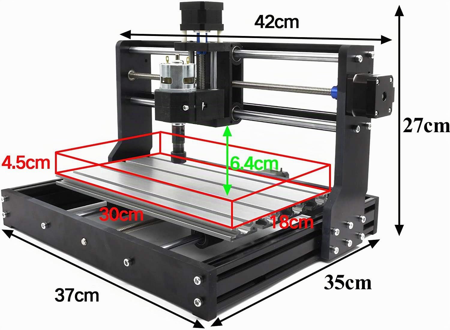 RATTMMOTOR CNC 3018 Pro Max Macchina fresatrice per incisione, 420 x 350 x 270 mm, 3 assi GRBL, controllo ER11 per intaglio su PVC, fresatrice per il fai da te