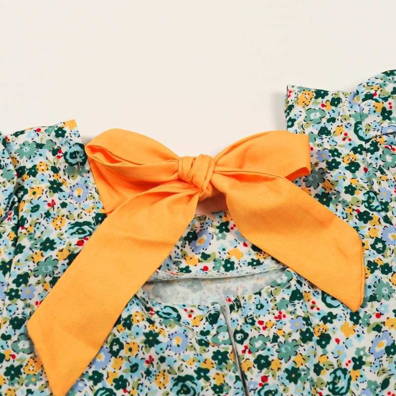 Toddler Girls Floral Dress Square Neck Puff Sleeve A-Line Smocked Dress with Bag Toddler Girls Summer Outfits - Image 9