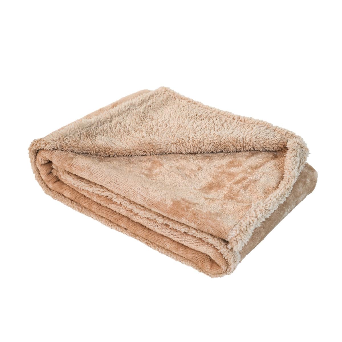 Manta impermeable para mascotas, manta reversible de forro polar sherpa para perros y gatos, manta de franela cálida y calmante para sofá, cama, protección de asiento de coche (café claro, 145