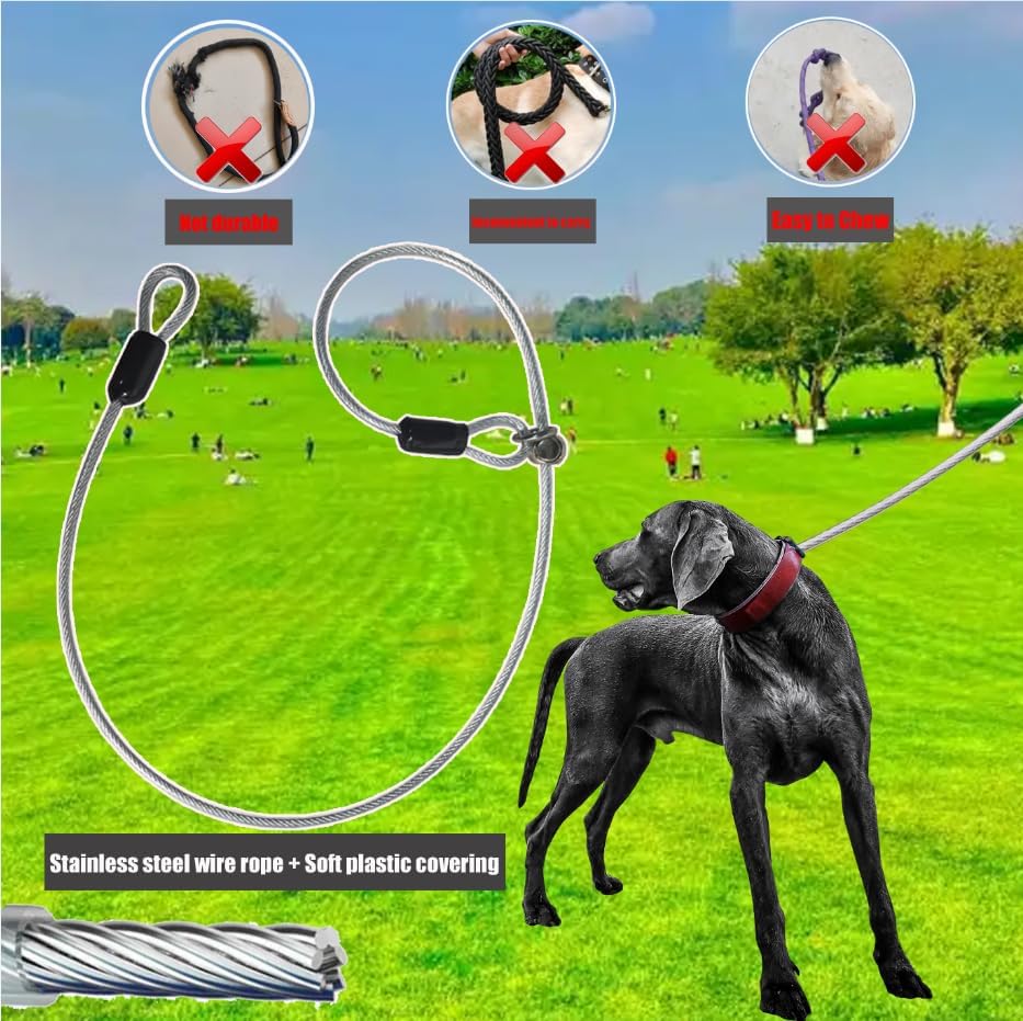 Miniatura 2 de Correa retráctil para perros de 16 pies a prueba de mordidas, cuerdas de alambre antimasticación, cinta de nailon, freno con una sola mano