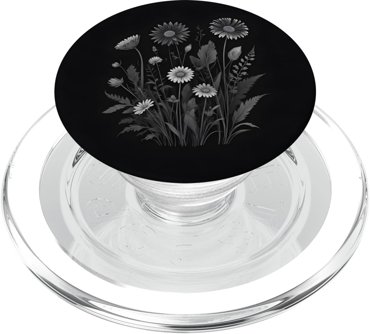 Wildflower Flowers Floral Black PopSockets PopWallet for MagSafe