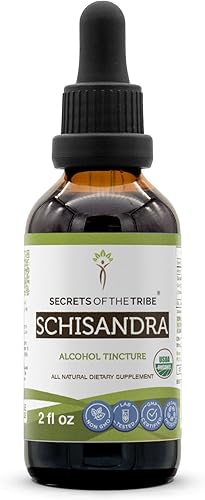 Secrets of the Tribe Schisandra USDA Organic  Extracto de alcohol, gotas de hierbas de alta potencia  Hecho de bayas secas 100% orgánicas