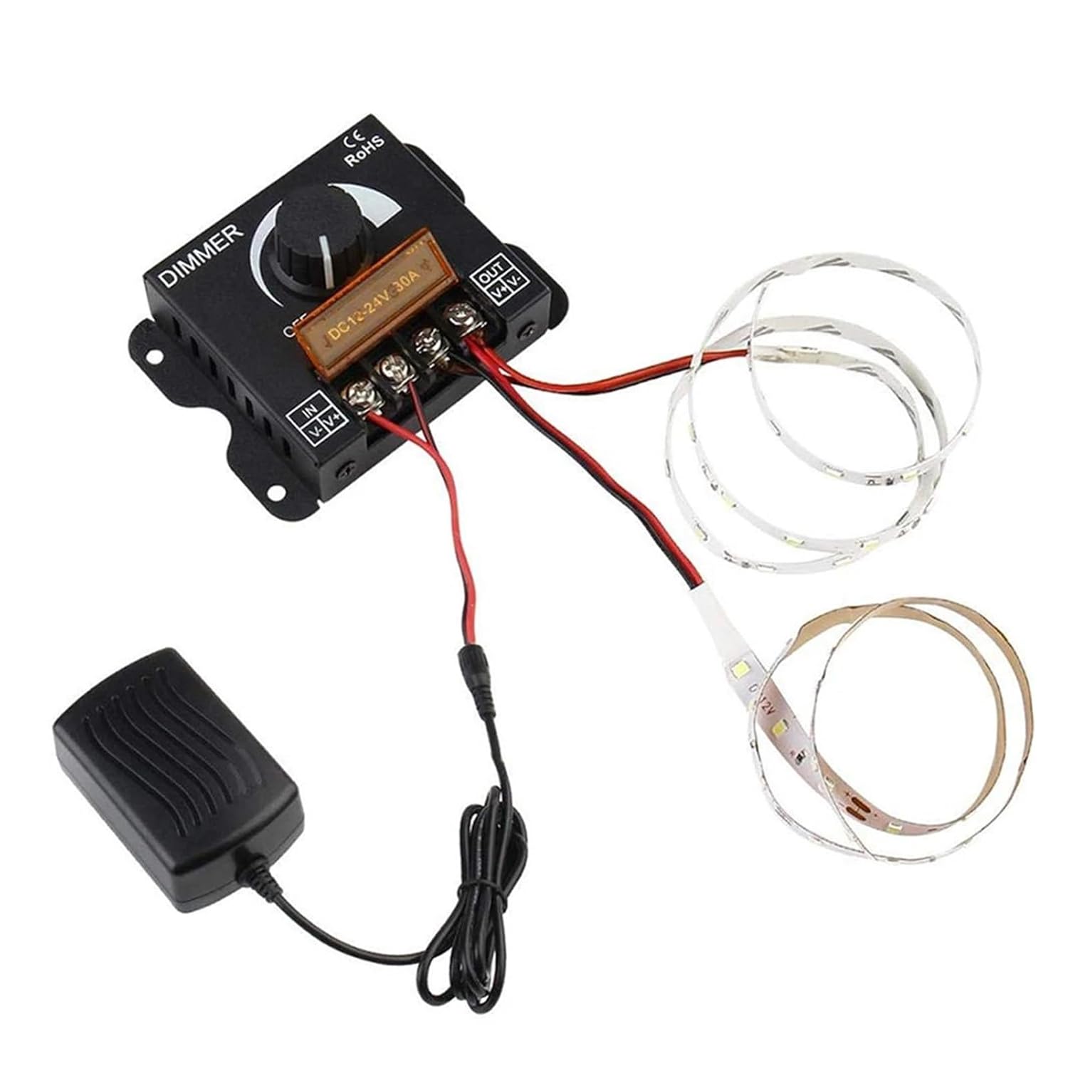DC 12V 24V LED Dimmer Switch 12 24 V Voltage 30A 360W Voltage Regulator Adjustable Controller for LED Strip Dimmer