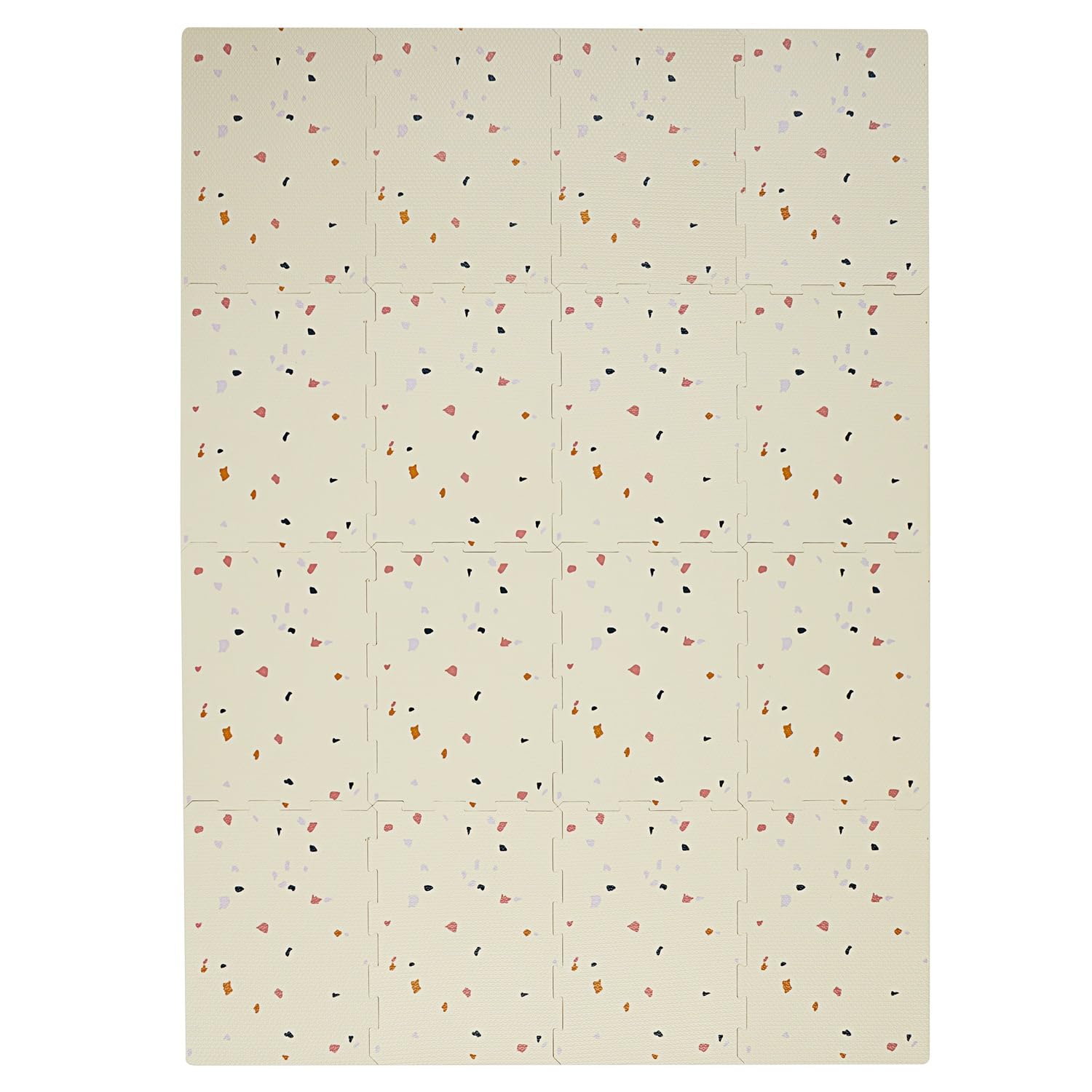 3 Sprouts Alfombra Puzzle Bebé EVA, Resistente al Agua, Terrazo Crema | superficie suave para gatear y rodar; piezas conectables de espuma EVA; se limpia fácil y se guarda de forma compacta