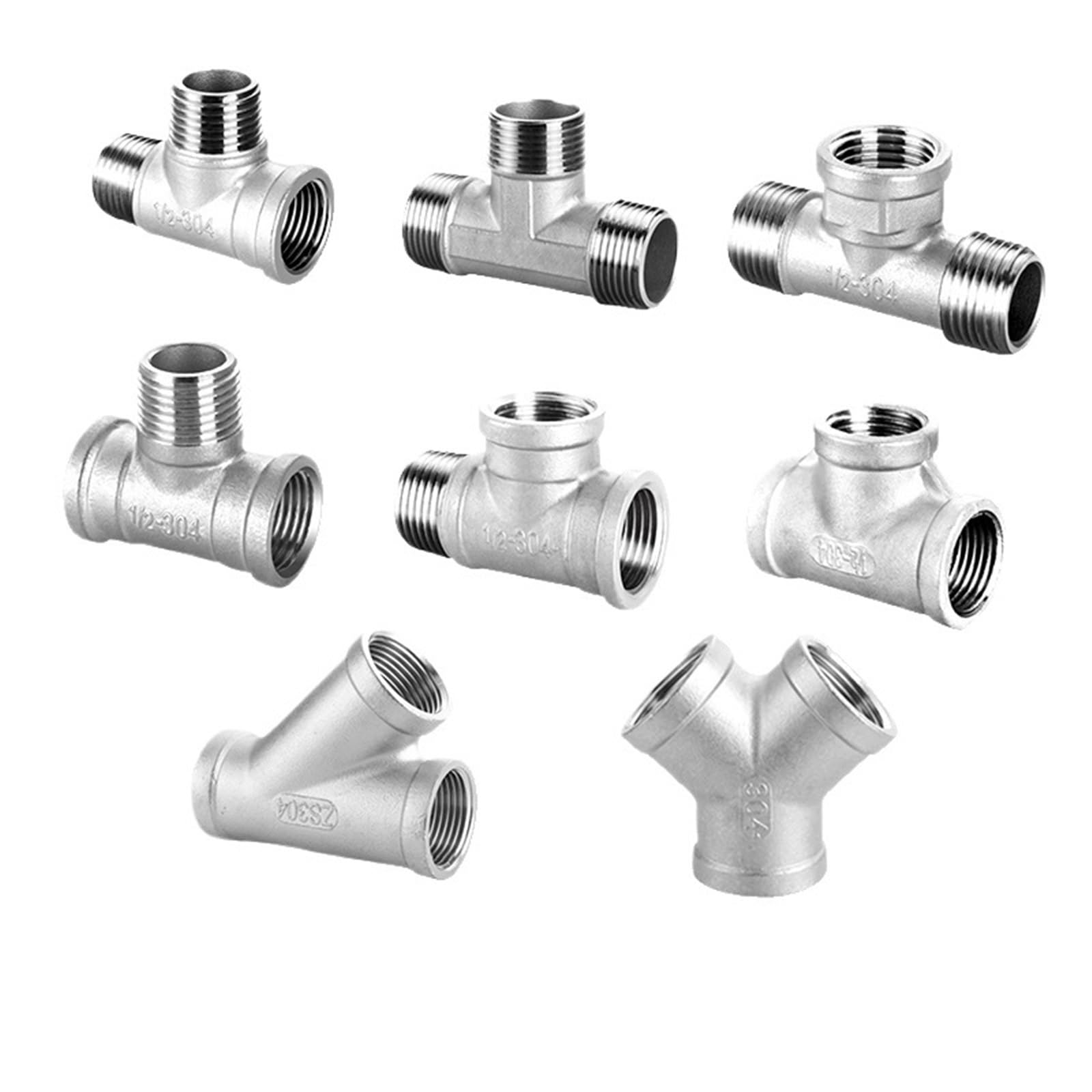 Conexión en T de 3 vías con rosca macho + macho + hembra, DN6/DN8/DN15/DN25, 1/4", 1/2", 3/4", 1" y 1-1/4", de acero inoxidable 304.(Red,1")