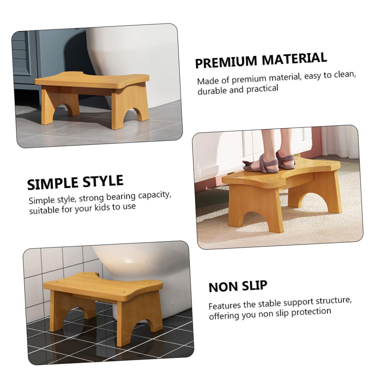 Stabiler und Einfachem Design mit Rutschfester Oberfläche Toilettenhocker Rechteckig Geformt für Badezimmer und Ganze Familie