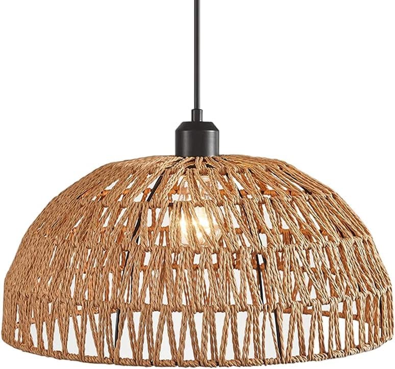 Evite luces frías con la cesta tejida Tropical Luz de cáñamo para techos retro