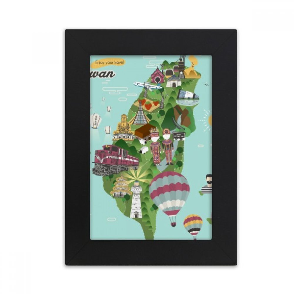 Mapa de Taiwán en cuadro de arte negro de 5X7 pulgadas para regalar a viajeros habituales