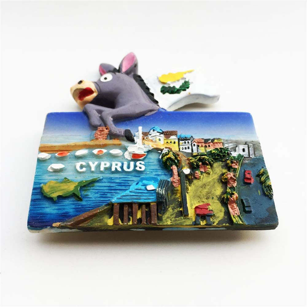Wedare Magnete Frigorifero Cipro 3D A Forma Di Cuore - Souvenir Viaggio 7x7 Cm, Resina, Regalo Decorativo - 3