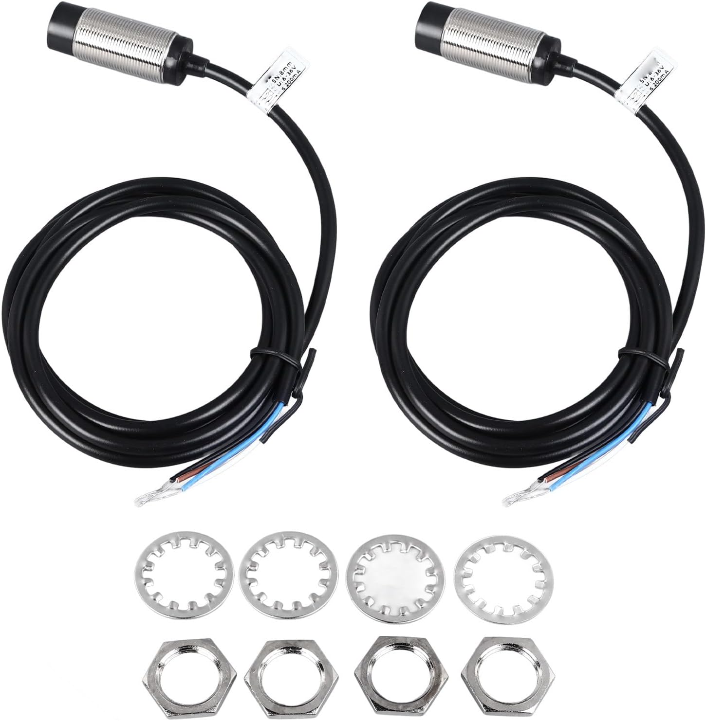 NDNCZDHC 2 Pcs Inductive Proximity Sensor M18 Thread 8mm Detecting Distance Metal Proximity Sensor 4 Wire NPN NO NC Approach Sensor