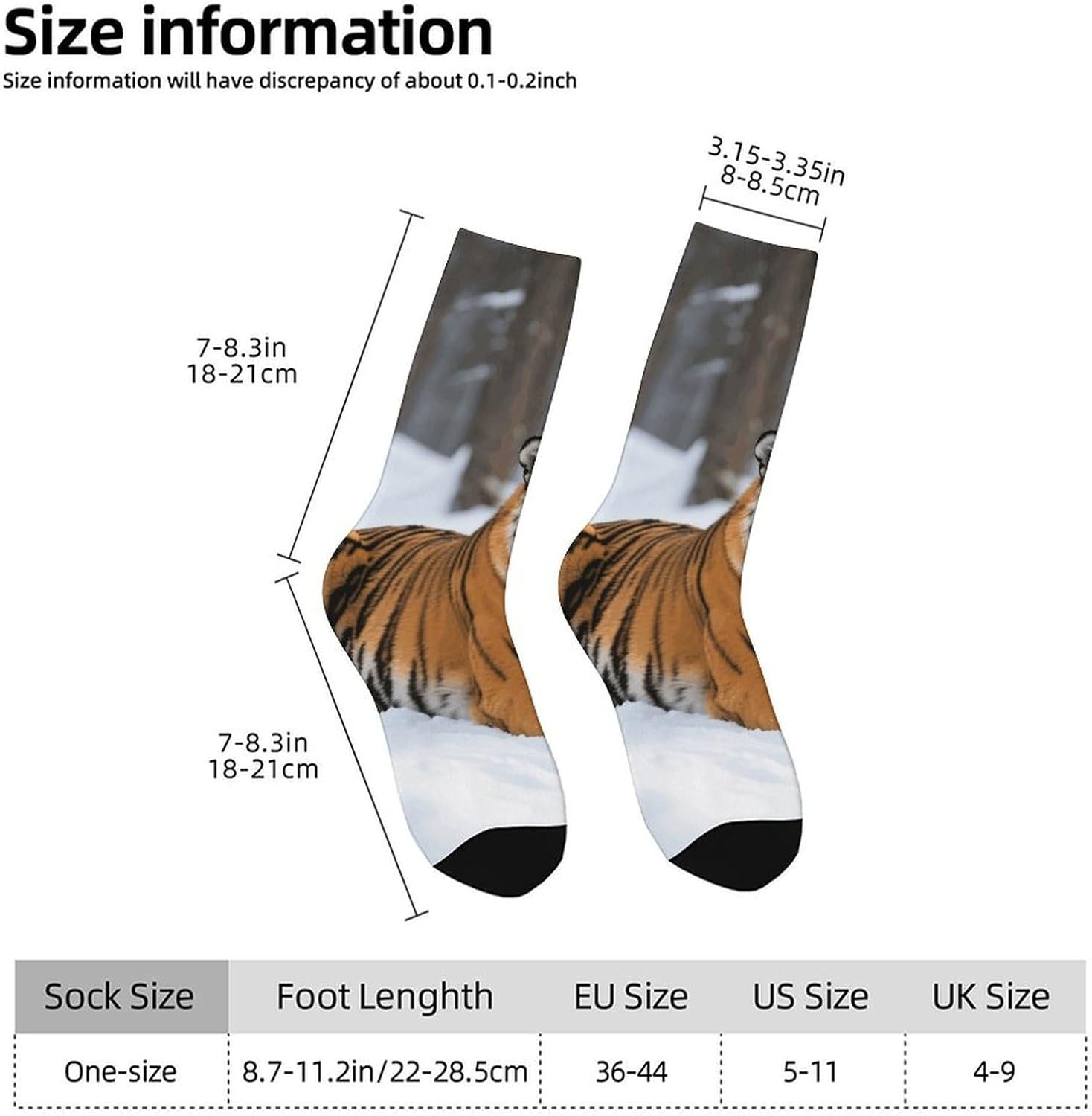 Siberian Tiger Crew Socks Moisture Wicking Ankle High Cushioned Arch Support Seamless Toe Athletic & Casual
