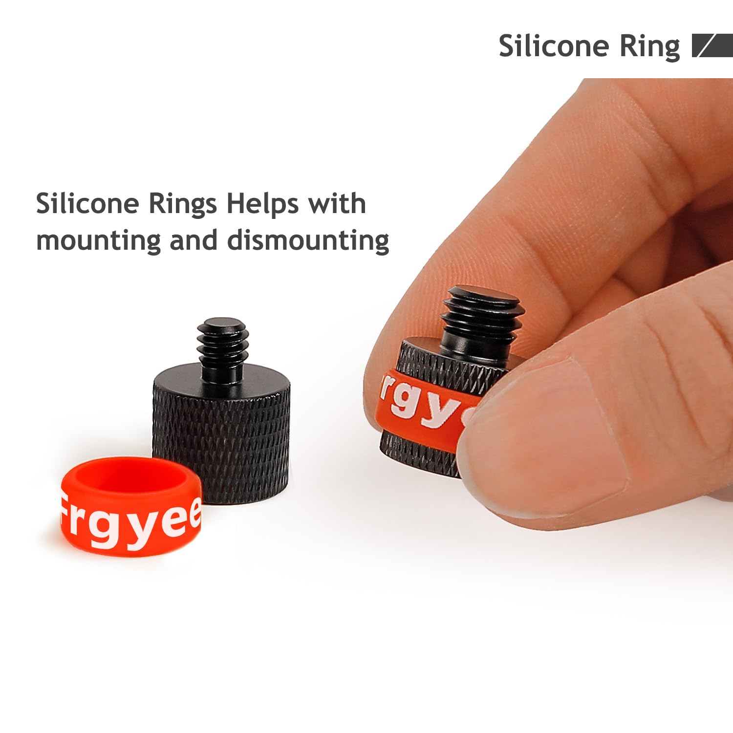 Frgyee Camera Screw Adapter Thread 1/4" Male to 3/8" Female and 3/8" Male to 1/4" Female Adapter with Personalised Silicone Ring for Camera Monitor Tripod - Image 4