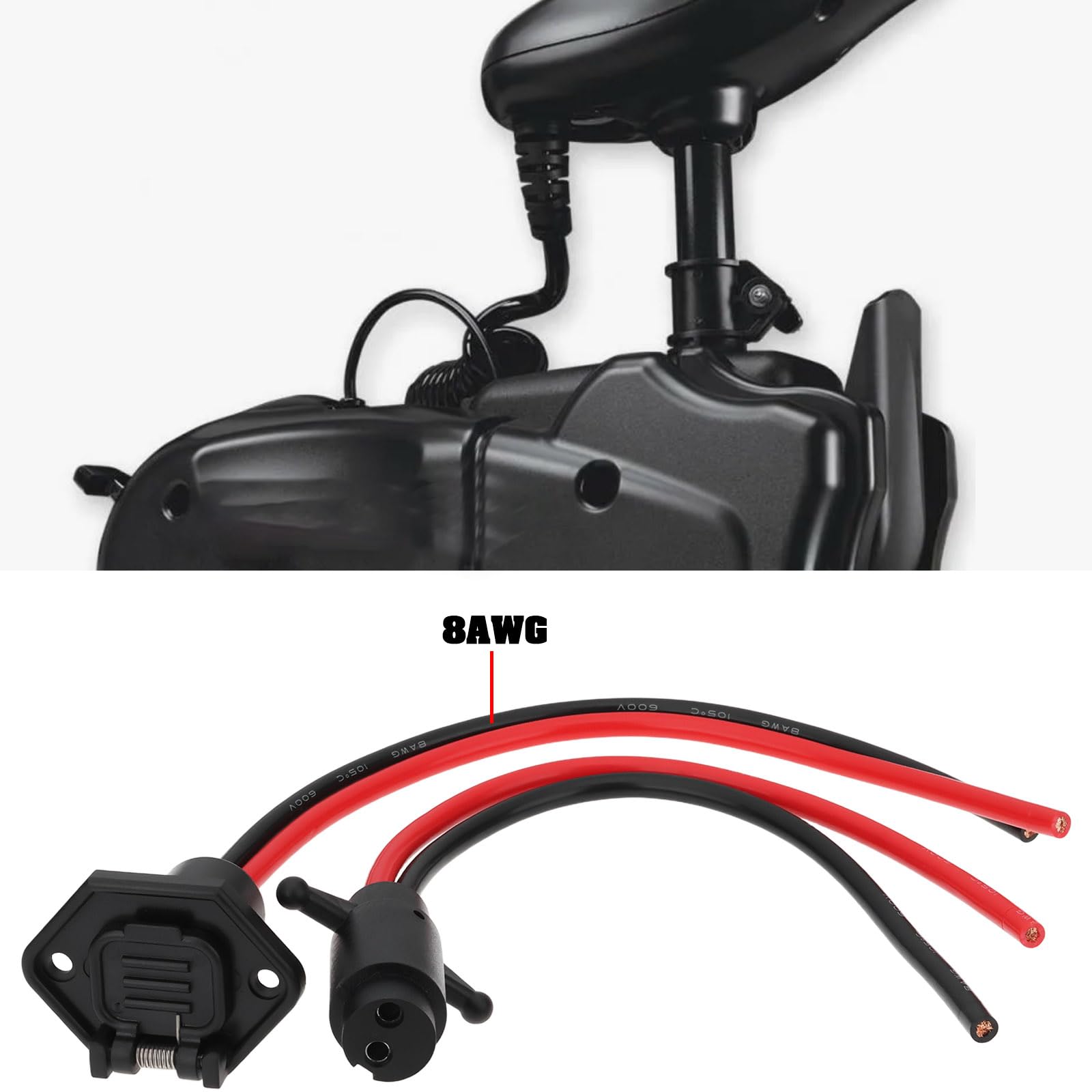 1 Par de Enchufes Y Tomas de Corriente para Motor de Arrastre Marino de 12 V 2 Pines Calibre 8 AWG Compatible con Minn Kota