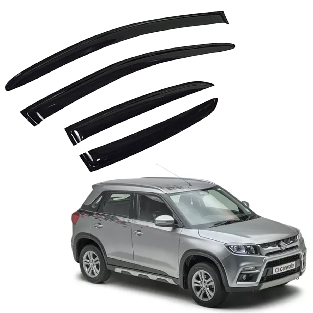 generic Car Unbreakable Rain Wind Door Visor Side Window Deflector Compatible with (Maruti Suzuki Brezza 2016-2018)-picture-22