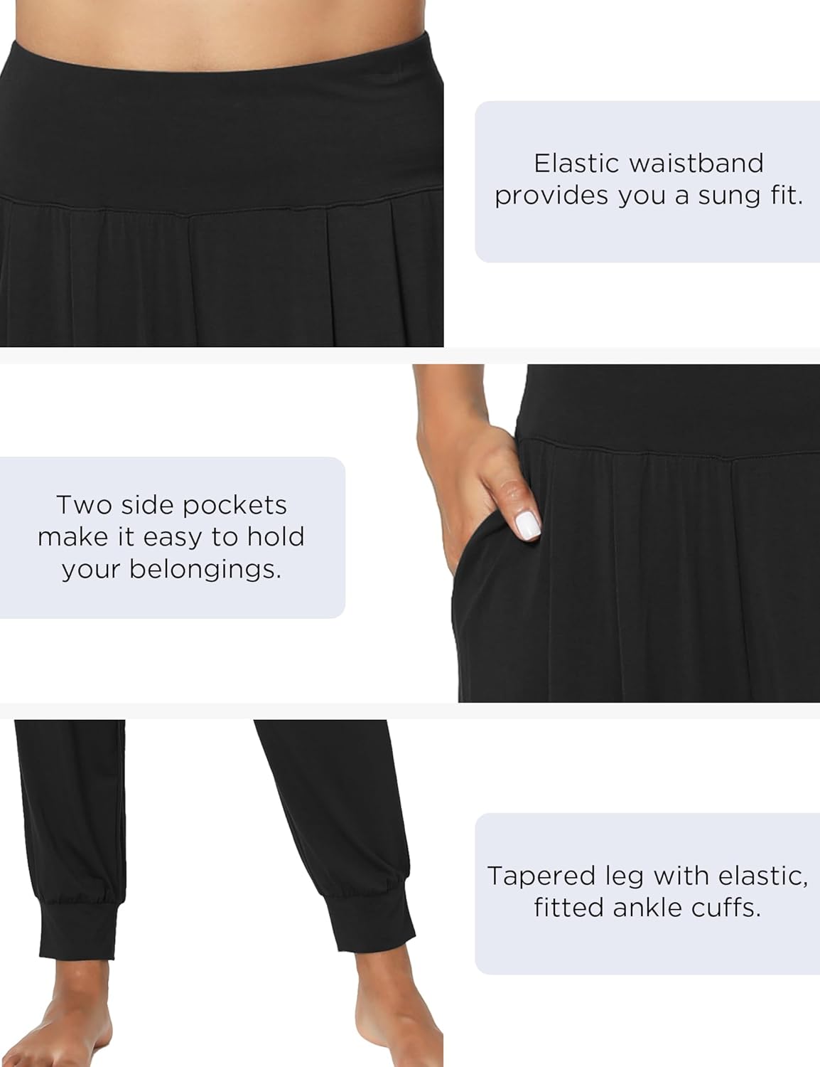 Bamboo Viscose Women's Pajama Bottoms Wide Waisted Lounge Pants with Pockets - Image 5