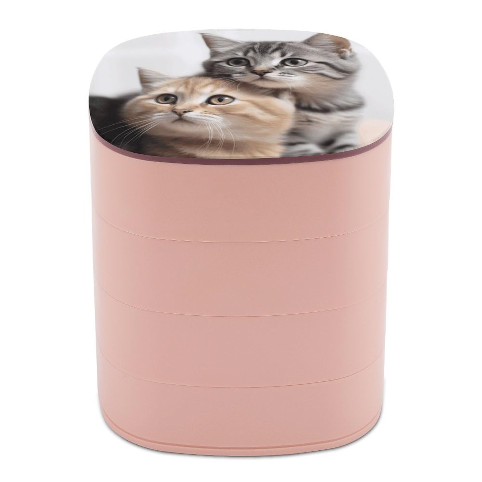 FekiLoot Cats Jewelry Box 4-Layers Rotatable Jewelry Organizer Storage Box with Mirror Cute Travel Jewelry Case Portable Earring Holder Organizer for Ring Necklace Bracelet