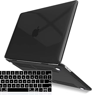 IBENZER Compatible with 2023 2022 M2 MacBook Pro 13 Inch Case 2021 2020 M1 A2338 A2289 A2251 A2159 A1989 A1706 A1708, Hard Shell Case&Keyboard Cover for Mac Pro 13, Crystal Black, CA-T13-CYBK+1