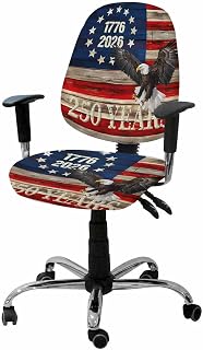 Office Chair Covers,Independence Day American Flag Stretchable Computer Chair Cover Rotating Gaming Chairs Slipcovers Universal Seat&Back Protector Set,1176-2026 250th Anniversary