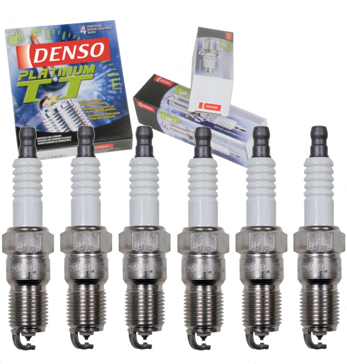 6 pc DENSO Platinum TT Spark Plugs compatible with Ford Escape 3.0L V6 2001-2012